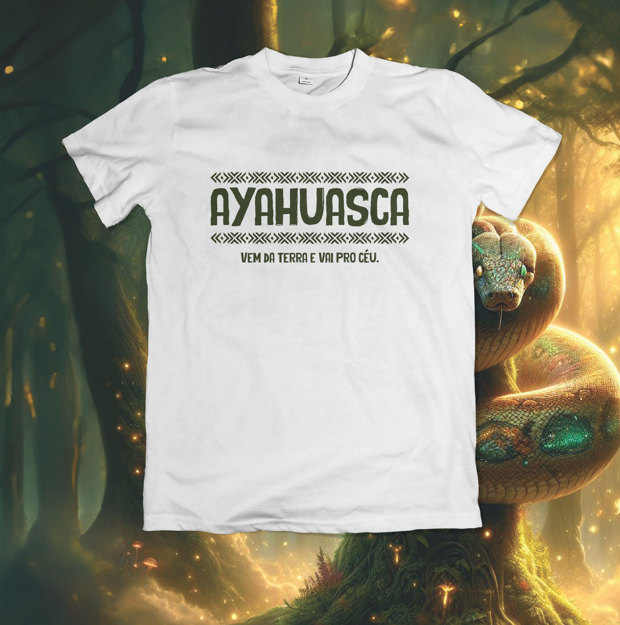 T-Shirt Quality Unissex | Ayahuasca vem da terra e vai pro céu