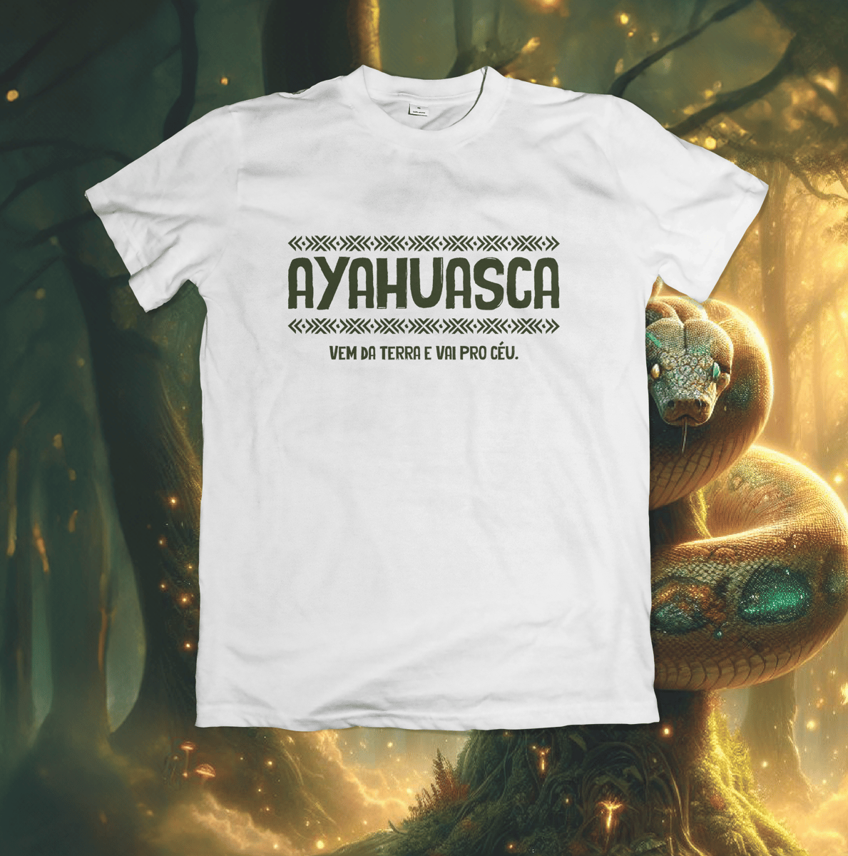 Nome do produto: T-Shirt Quality Unissex | Ayahuasca vem da terra e vai pro céu