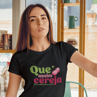 Nome do produto Camiseta Baby Look | Que Assim Cereja