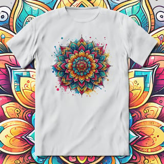 T-Shirt Quality Unissex | Mandala Colorida Aquarela