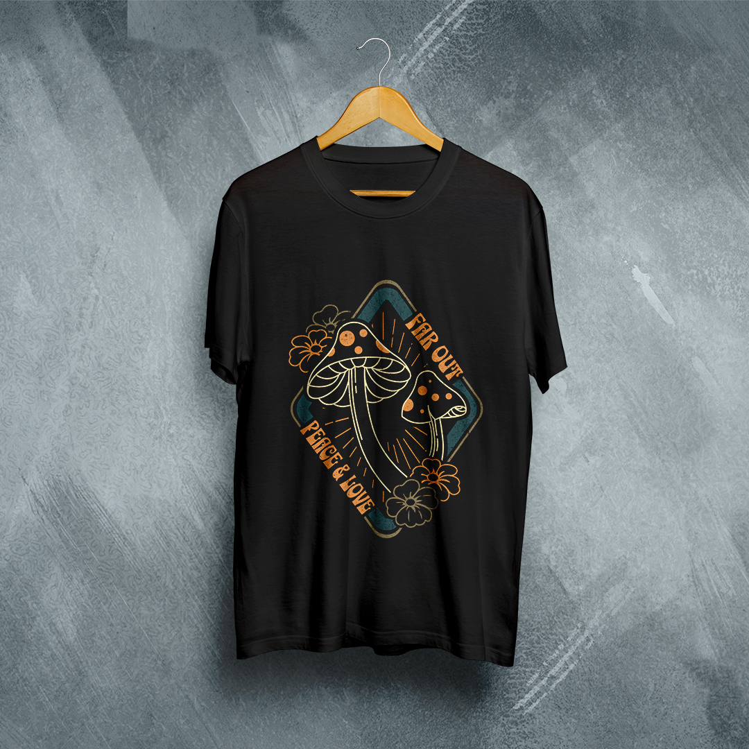 Camiseta Plus Size Vivax - Peace & Love Mushrooms
