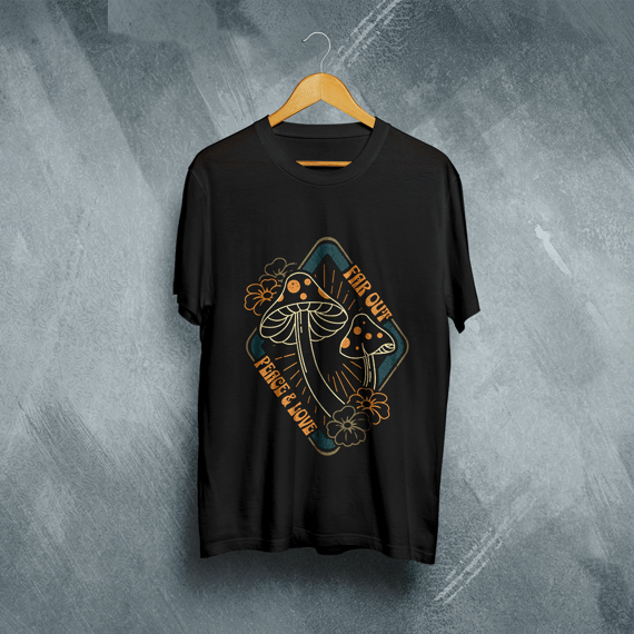 Camiseta Plus Size Vivax - Peace & Love Mushrooms