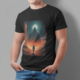 Nome do produto Camiseta Preta T-Shirt Classic Estampada Um Herói e Sua Jornada por I.A