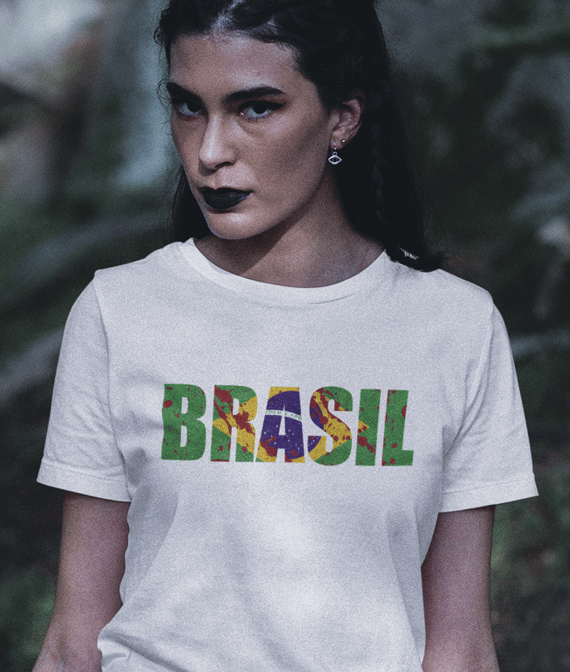 Camiseta Brasil - Branca / Preta