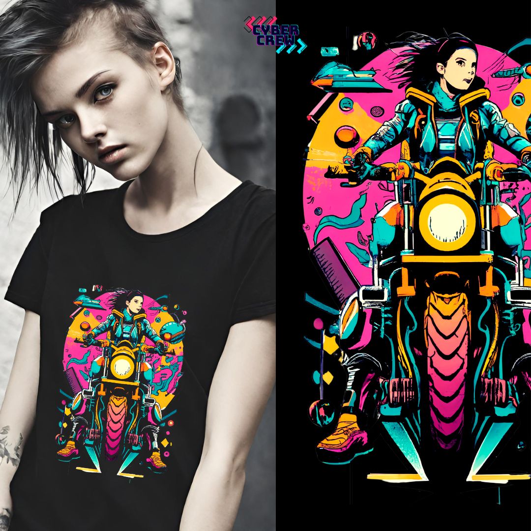 Camiseta Baby Long Cyber Motoqueira