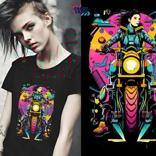 Camiseta Baby Long Cyber Motoqueira
