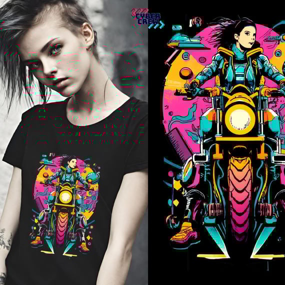 Camiseta Baby Long Cyber Motoqueira