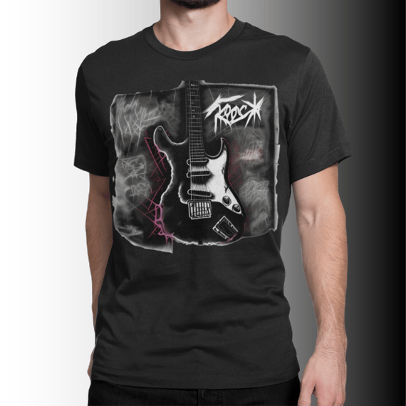 Camiseta Estampa Grafite Guitarra do Rock