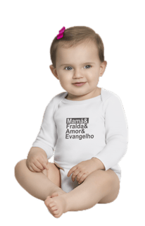 Body Infantil Mamá e Fralda e Amor e Evangelho