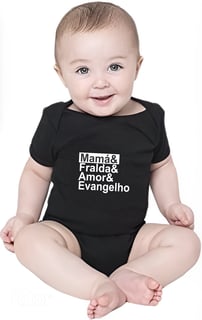 Body Infantil Mamá e Fralda e Amor e Evangelho