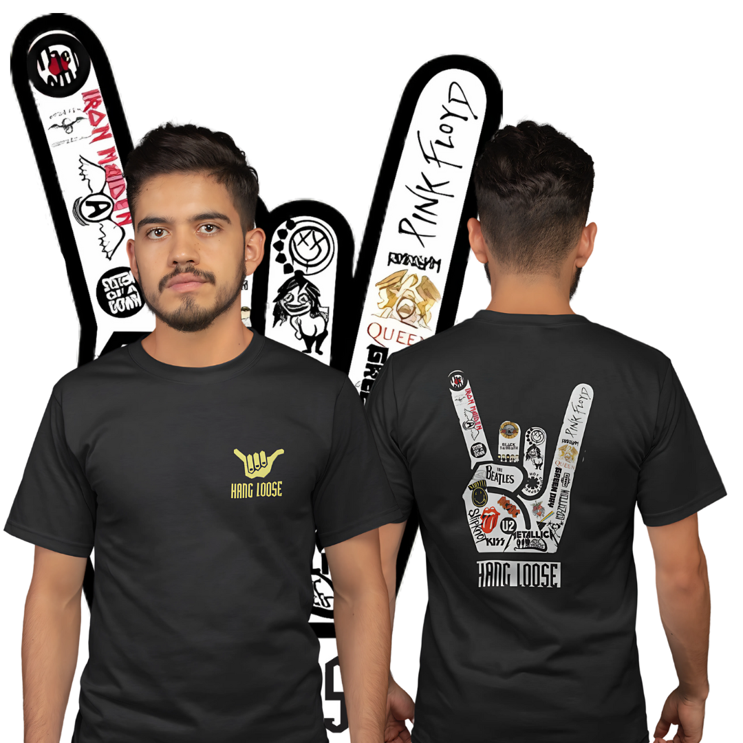 Nome do produto: Camisetas Hang Loose Rock Frente  Costas