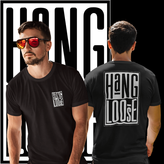 Camisetas Hang Loose Pret Branca Frente Costas