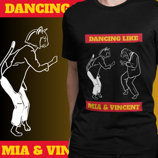 CAMISETA - PULP FICTION MIA & VINCENT (Estampa Branca)