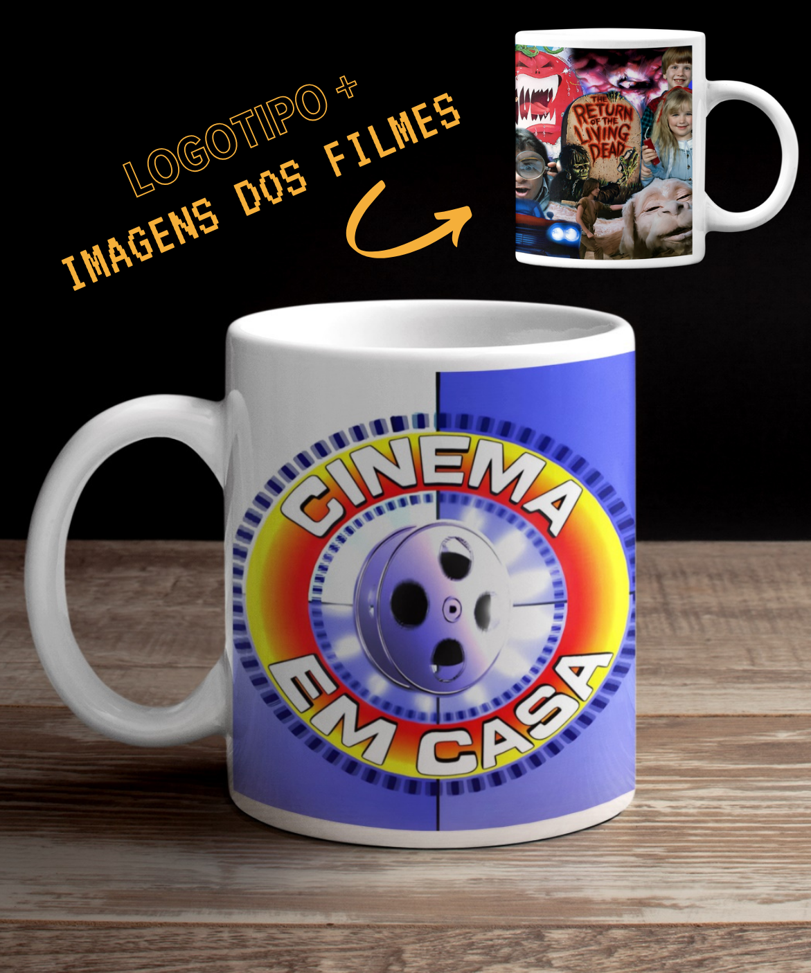 CANECA CINEMA EM CASA (LOGOTIPO + FILMES)