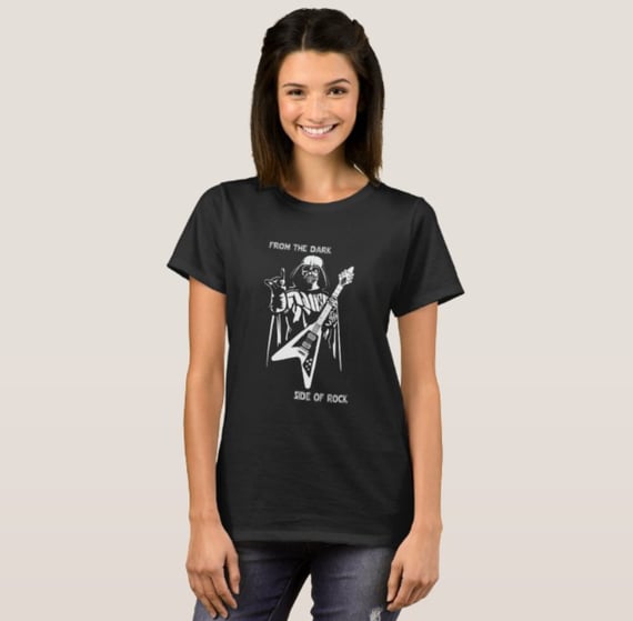 Camiseta feminina Do lado negro do rock 100% Algodão Qualidade Premium