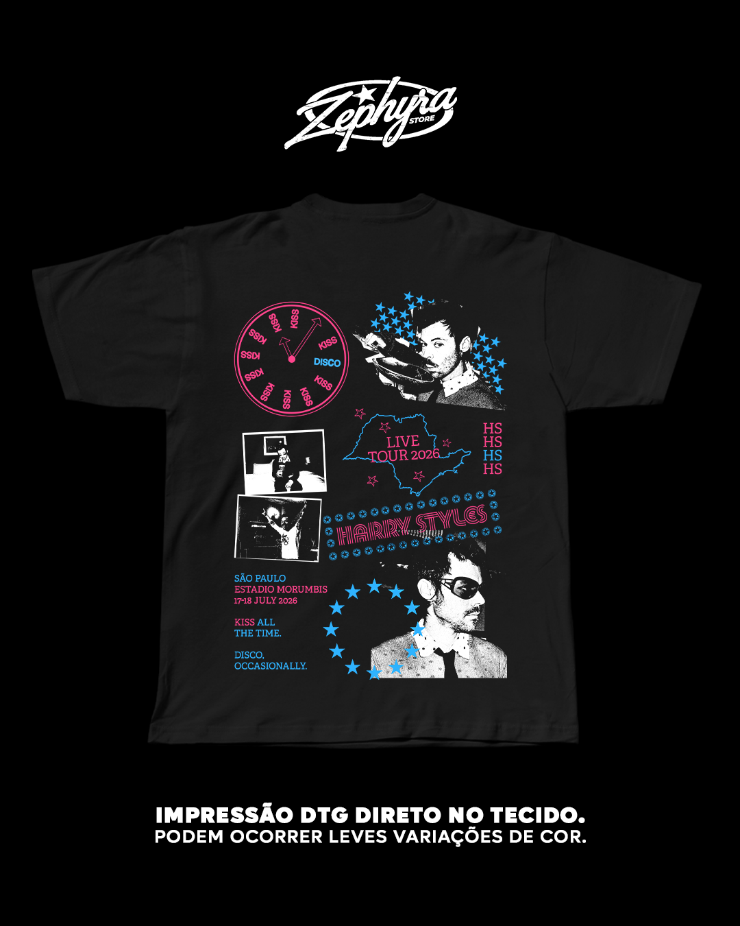 T-Shirt Prime Tradicional - Harry Styles - | Frente - Verso em