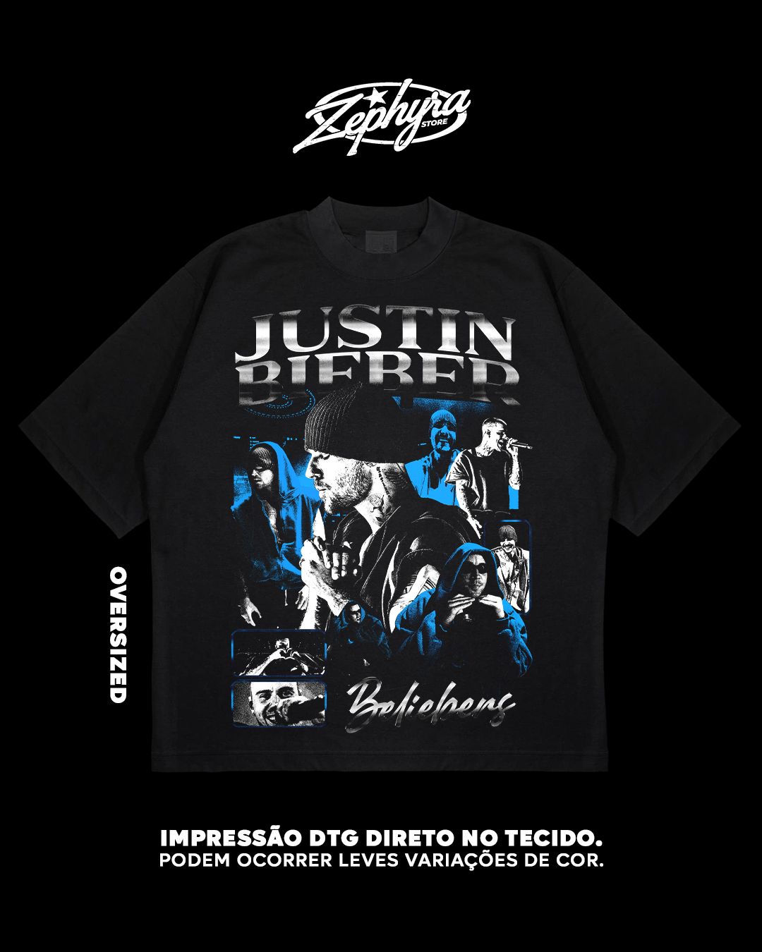 Camiseta Oversized Oversized - Justin Bieber - JB R$129,90 em