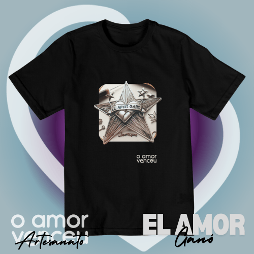 Nome do produto: Camiseta Infantil Amor Venceu Artesanato
