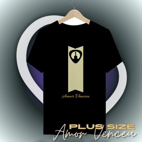 Nome do produto: Camiseta Plus Size Amor Venceu Formas (PROMOÇÂO)