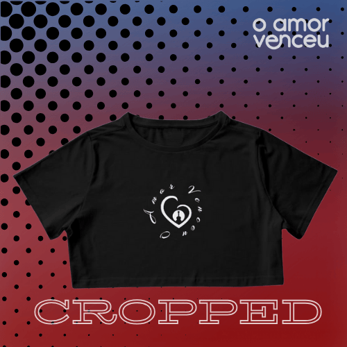 Nome do produto: Camisa Cropped Marca Amor Venceu Preta