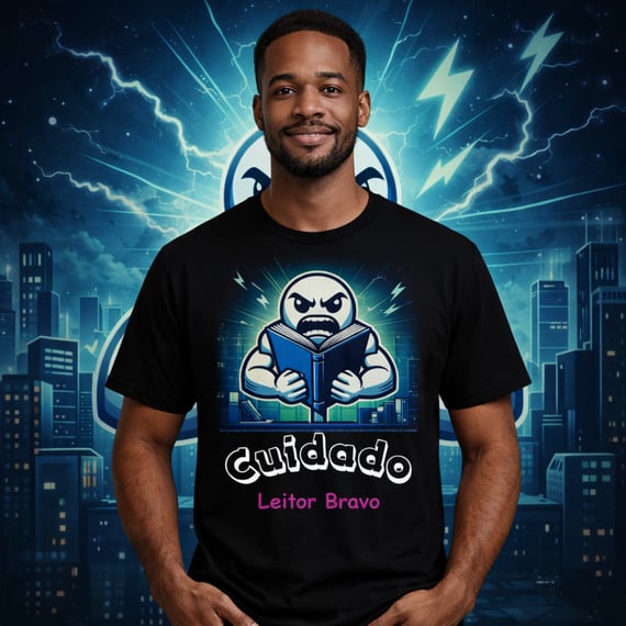 Camiseta  Cuidado Leitor Bravo
