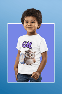 Camiseta Infantil Gil, a coruja madrugadora