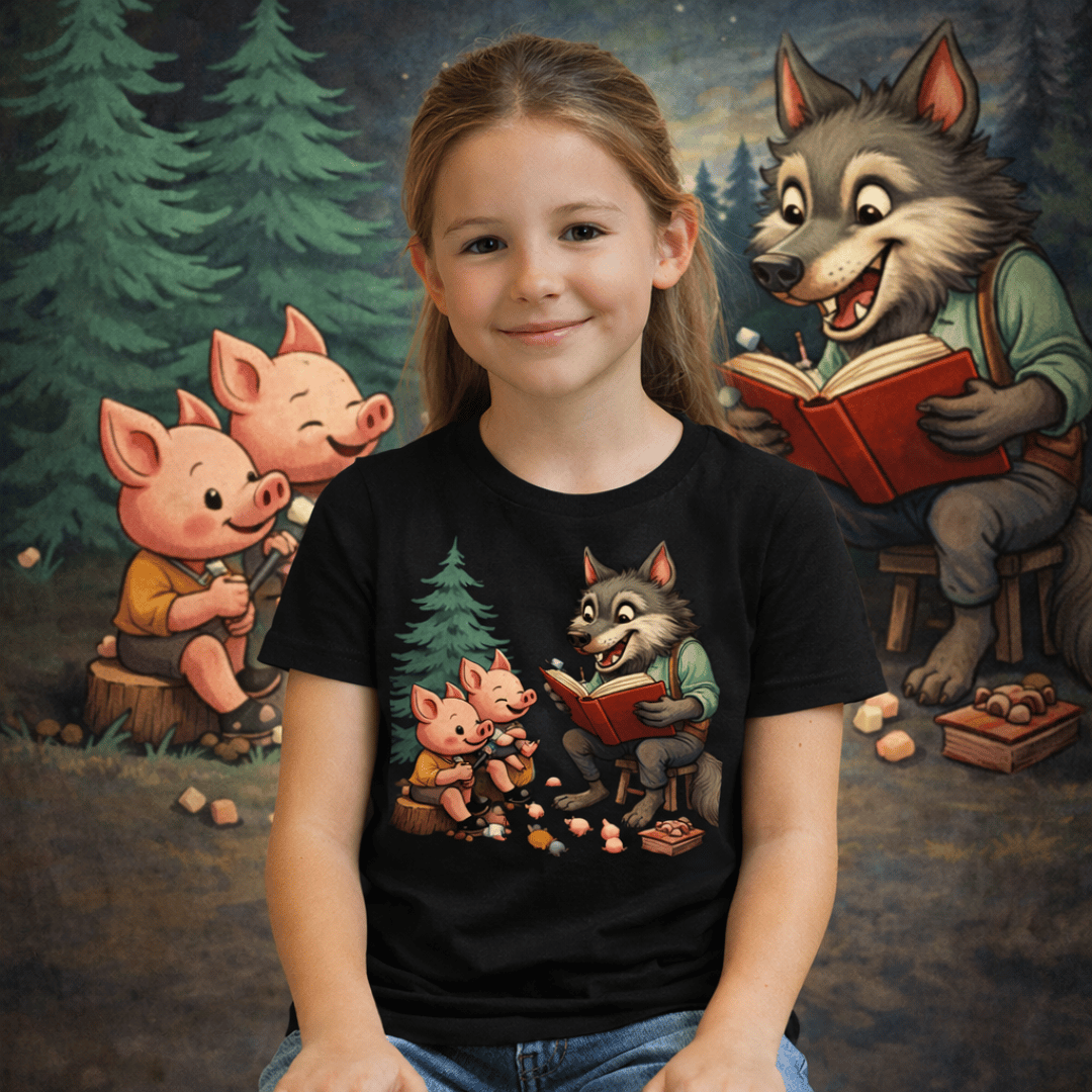 Nome do produto: Camiseta Infantil Lobo Mau Conta História