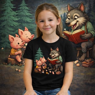 Nome do produto Camiseta Infantil Lobo Mau Conta História