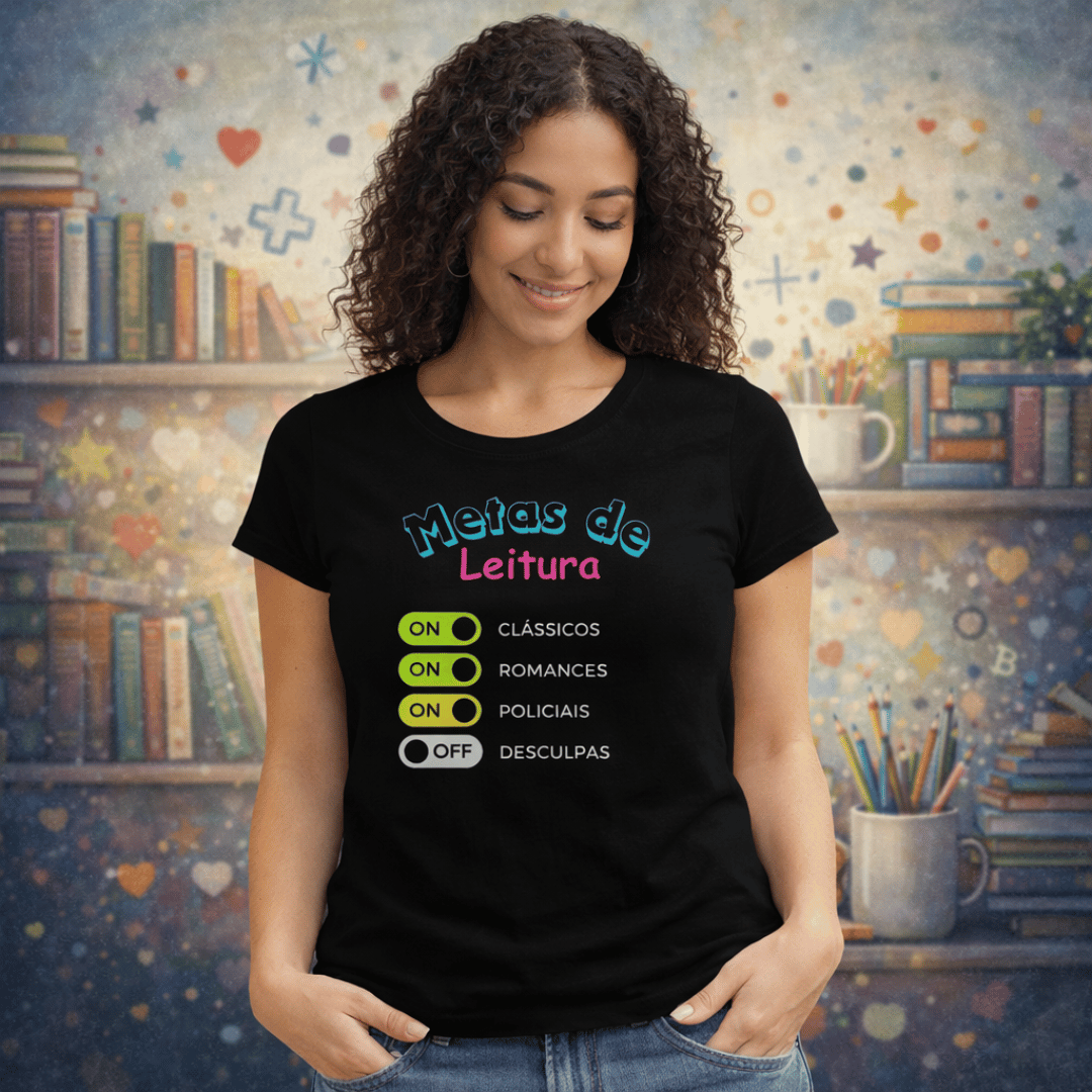Nome do produto: Camiseta Feminina Metas de Leitura