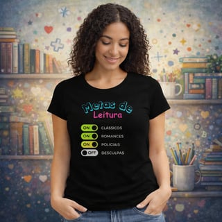 Nome do produto Camiseta Feminina Metas de Leitura