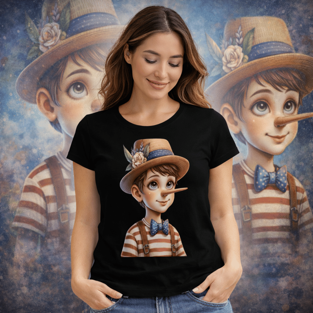 Nome do produto: Camiseta Feminina Pinóquio