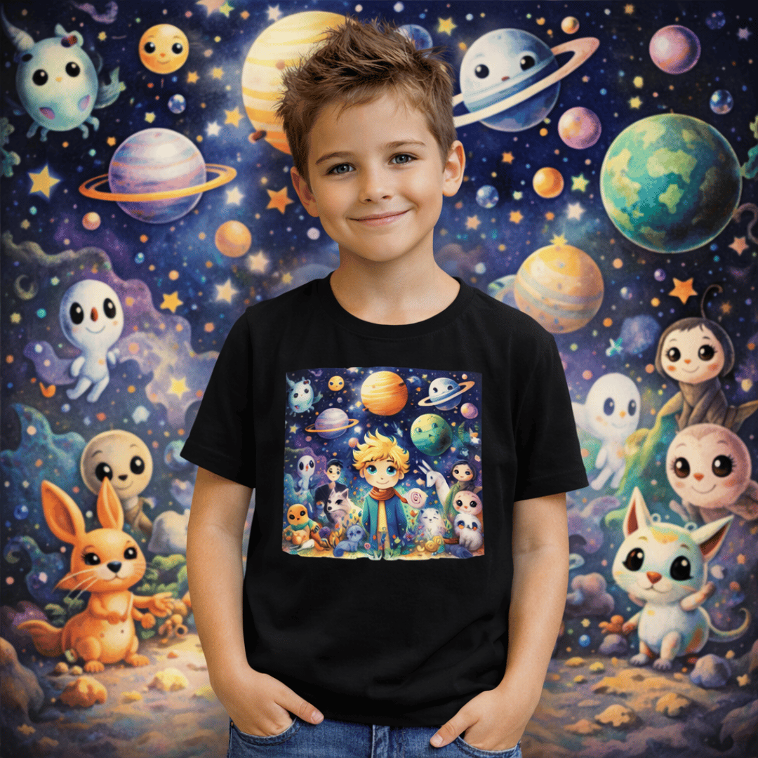 Nome do produto: Camiseta Infantil Planeta Pequeno Príncipe