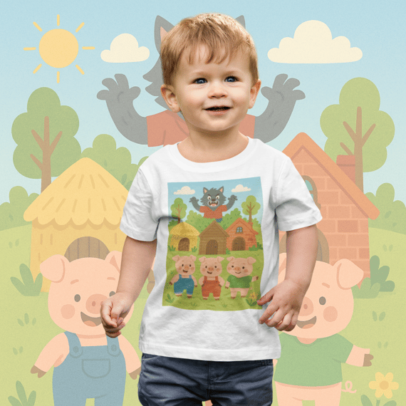Camiseta Infantil 3 Porquinhos Lúdico