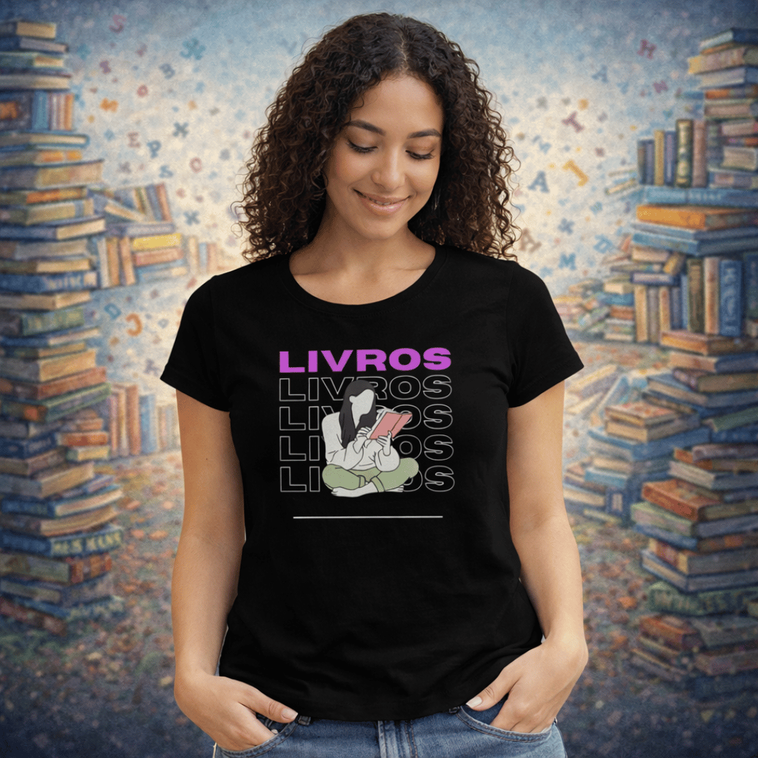 Nome do produto: Camiseta Feminina Livros