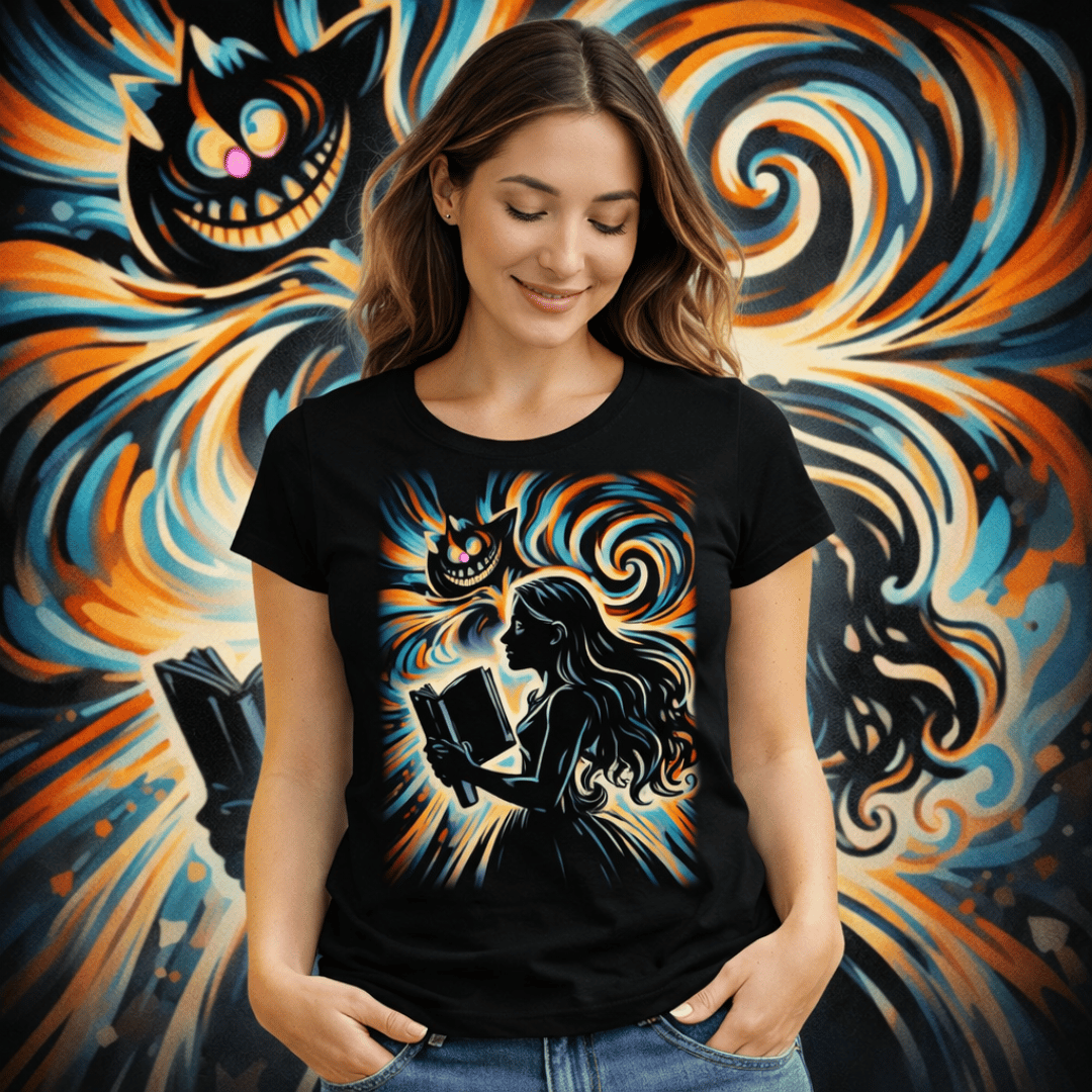 Nome do produto: Camiseta Feminina Silhueta Alice no País das Maravilhas