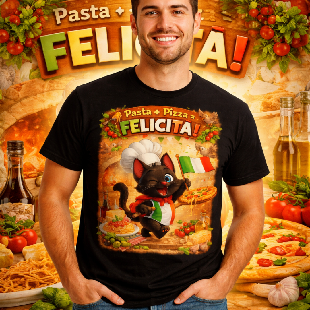 Nome do produto: Camiseta Gato Pedro Come Pizza