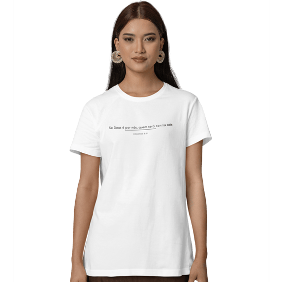 Camiseta Cristã Baby Long Prime - Romanos 8:31
