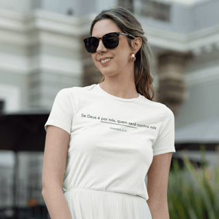 Nome do produto Camiseta Cristã Baby Long Prime - Romanos 8:31