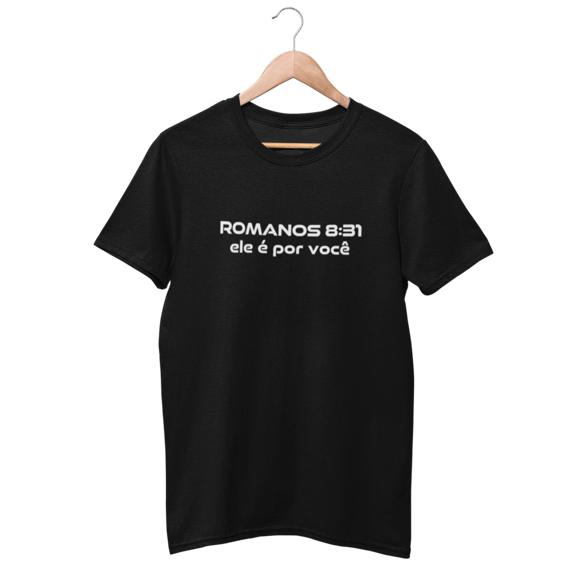 Camiseta Cristã Prime - Romanos 8:31 - Estampa Grande 