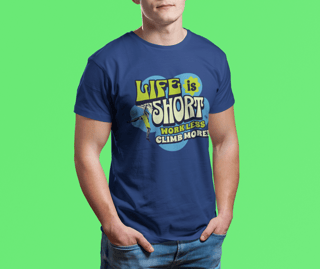 Camiseta unissex algodão quality LIFE IS SHORT