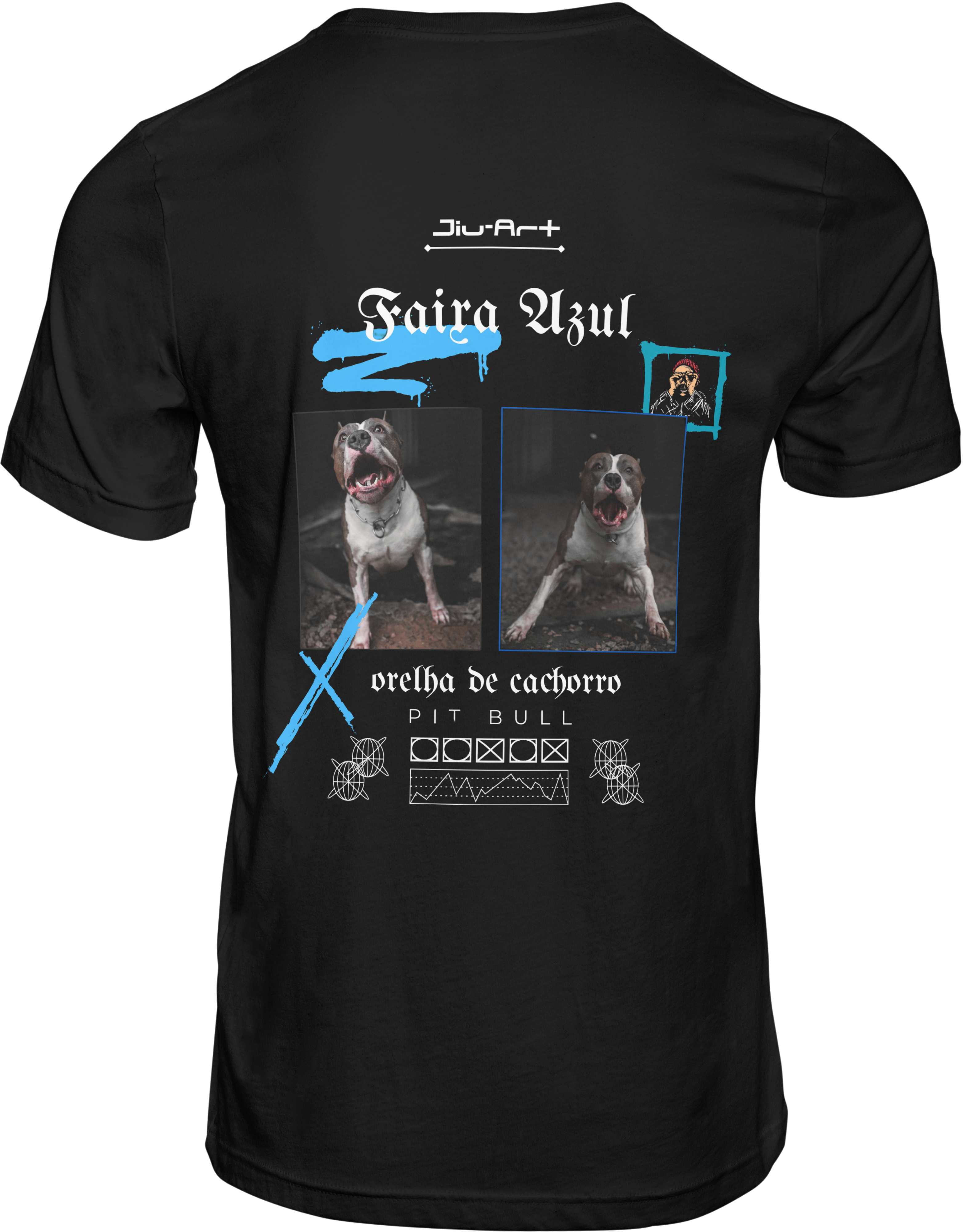 Camisa Pit Bull -faixa azul (Letra branca)