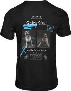 Camisa Pit Bull -faixa azul (Letra branca)