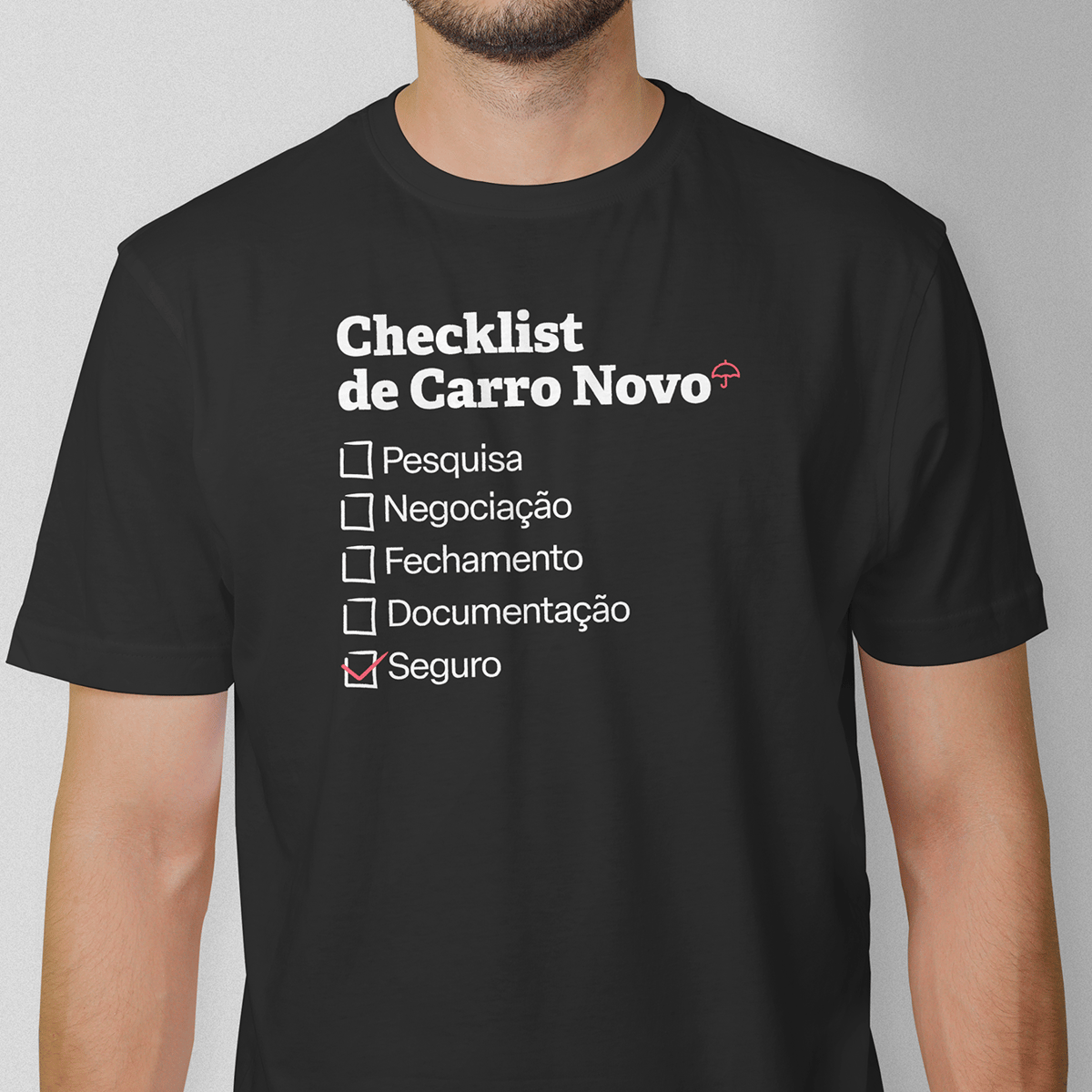 Nome do produto: Checklist de Carro Novo com Seguro Auto (T-Shirt Prime)