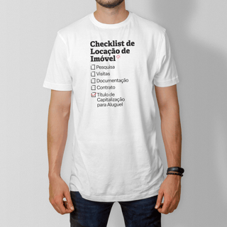 Nome do produto Checklist de Locação de Imóvel com Título de Capitalização para Aluguel (T-Shirt Prime)