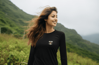 Nome do produto Camisa Manga Longa Dry UV - frente e costas - Árvore do amor (Lama e Lótus)