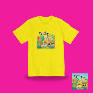 Camiseta infantil - de 2 a 8 anos - Ônibus escolar animal