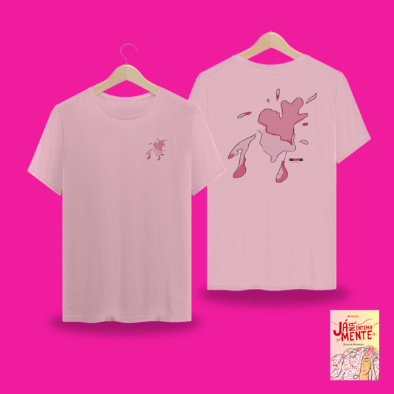 Camiseta Premium Coração na Parede - frente e costas (Já na Íntima Mente)