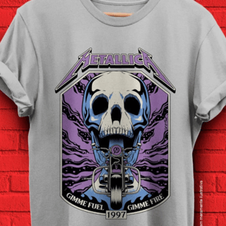 Nome do produto T-SHIRT METALLICA GIMME FUEL ESTAMPA ROXA