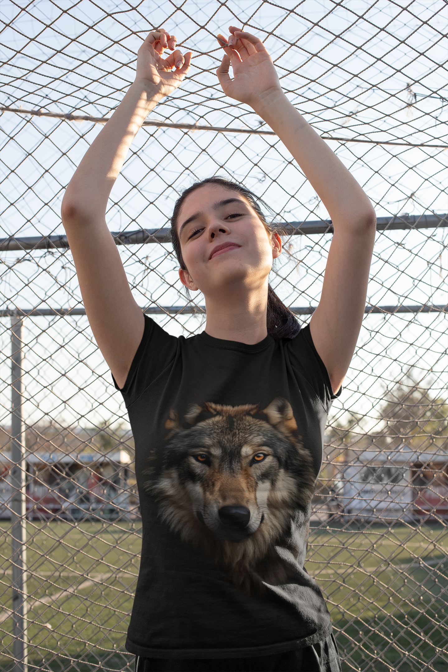 Camiseta Preta Baby Look Lobo Imperador