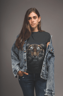 Camiseta Preta Baby Look Tigre Ares